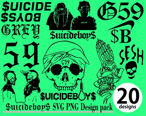 SuicideBoys SVG 20 PNG Design Pack Pouya Ghostmane Bones | Etsy