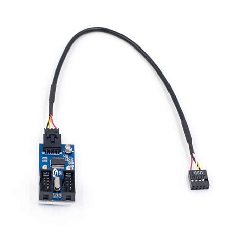 RGEEK 9pin USB Header Male 1 to 2 Female Extension Cable Card ...