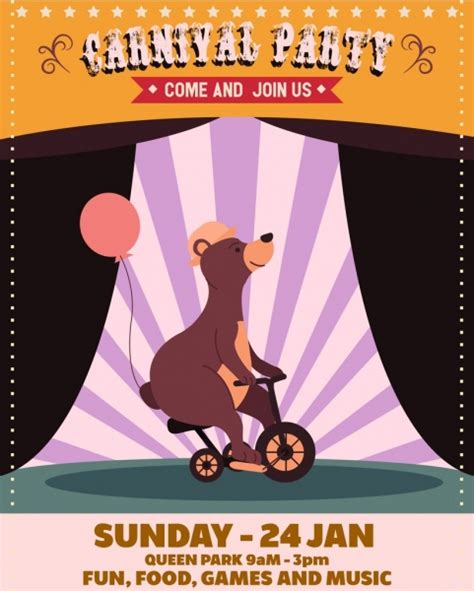 马戏团广告可爱的熊自行车图标古典设计-矢量图标-免费矢量 免费下载