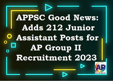 APPSC Good News: Adds 212 Junior Assistants Posts for AP Group II ...