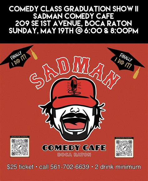 Comedy Class Graduation Show II At Sadman Comedy Cafe, Boca Raton,8:00 ...