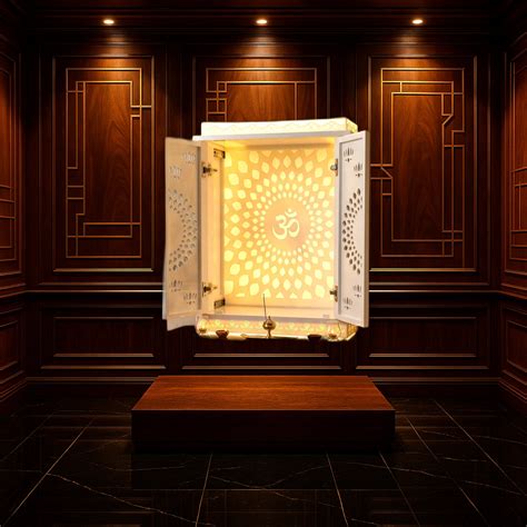 Corian Pooja Mandir with Door — Compact Ho | Satguru Creations