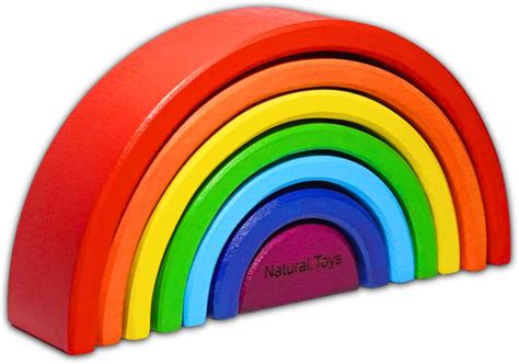 CHANNAPATNA TOYS Wooden Rainbow Stacker Toy - 7 PC Rainbow Colors Set ...