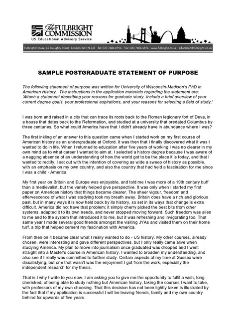 Image result for Statement of Purpose Graduate Examples