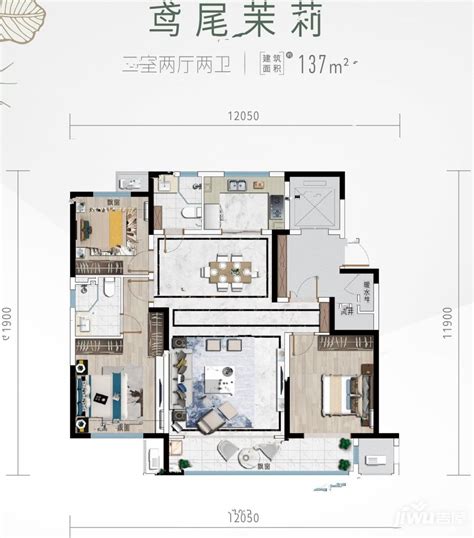 银川香榭丽舍花园香榭丽舍二期142㎡三室两厅两卫户型图_首付金额_3室2厅2卫_142.0平米 - 吉屋网