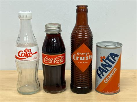 Vintage Orange-Crush Fanta Coca-Cola Diet Coke Glass Bottles Can Lot