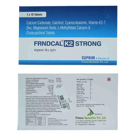 Frndcal K2 Strong Tablet 10's Price, Uses, Side Effects, Composition ...