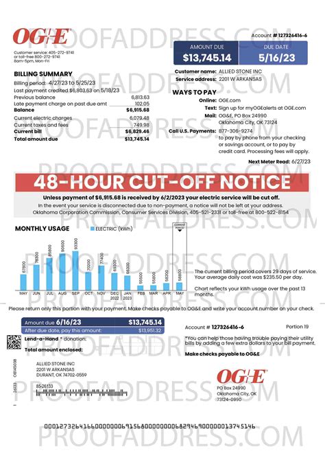 Order Editing utility bill OGE energy Instant Delivery Custom info