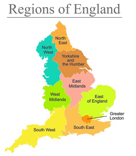 Regions of England Map and Tourist Attractions | Mappr