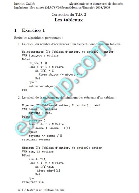 Algorithme Tableau Exercice Corrige 的图像结果