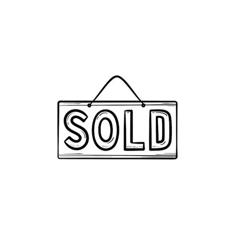 Sold hanging board hand drawn outline doodle icon. business signboard ...