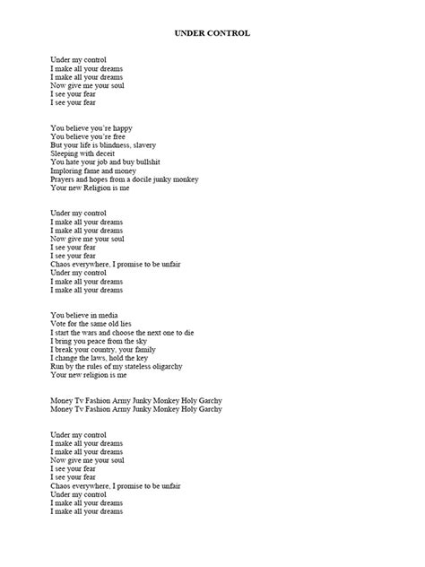 Image result for Take Over Control Lyrics