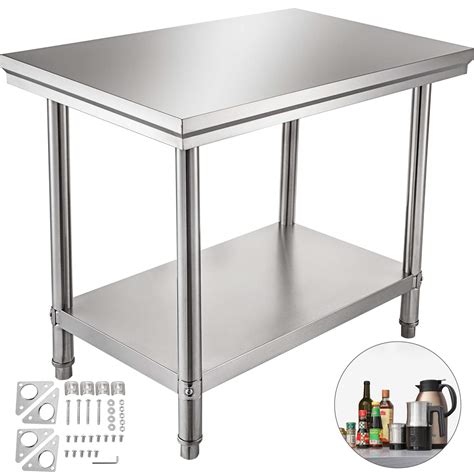 VEVOR Work Table 24 x 30 x 32 Inches NSF Stainless Steel Work Table for ...