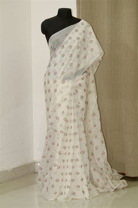 HANDLOOM PURE SILK COTTON EMBROIDERED SAREE – Akrithi