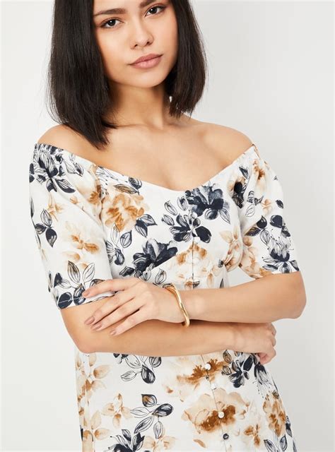 Buy Women Solid Off-shoulder Midi Dress Online at just Rs. 1399.0 ...