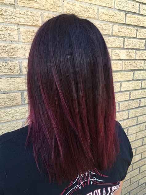 Dark violet-red color melt | Maroon hair colors, Hair color burgundy ...