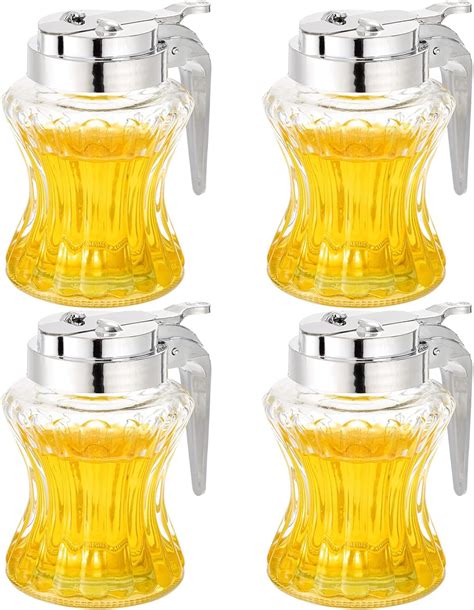 Amazon.com: Mezchi 4 Pack Glass Syrup Dispenser, 6.5oz Maple Syrup ...