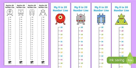 Portrait Number Line 0 to 20