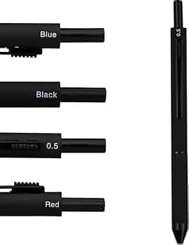 worison 4in1 matte black pen, Metal Cased Multifunction Pen, 0.5mm ...