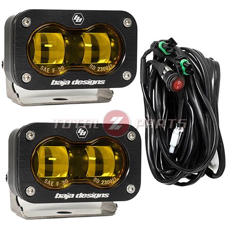 Baja Designs® S2 SAE J583 Amber Road Legal LED Lights Pair & Wiring Harness