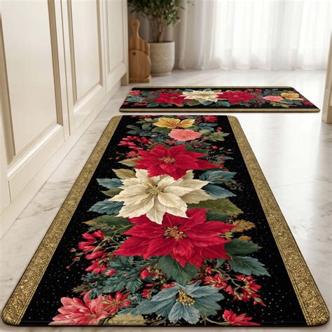 Anti Skid Non-Slip Door Mat - Classic Floral Blossom Rug for Kitchen F ...