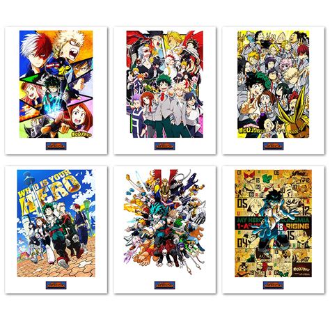 My Hero Academia Posters - Set of 6pcs 8*10" MHA Poster Canvas Anime ...