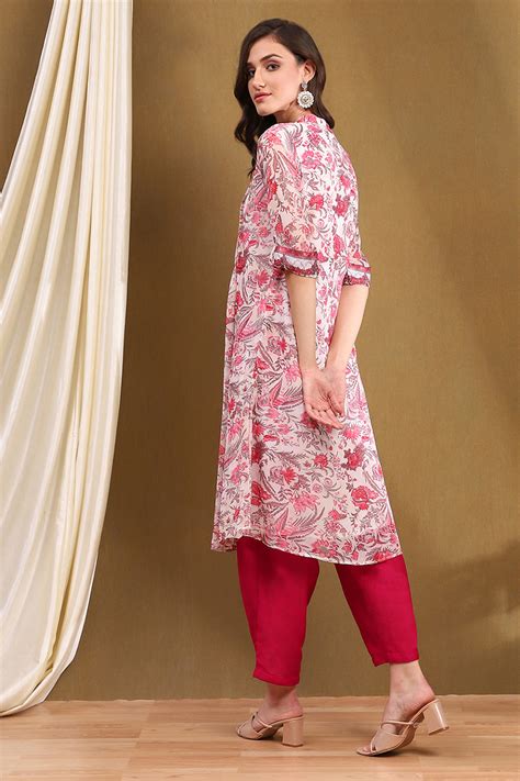 Cream Polyester Straight Kurta at Biba India