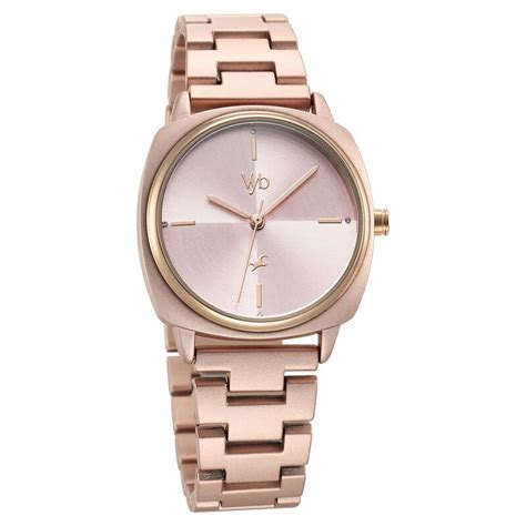Fastrack Vyb Slayer Quartz Analog Pink Dial Metal Strap Watch for Girls