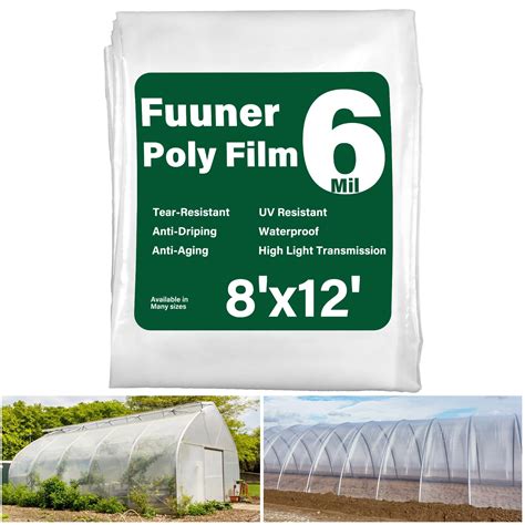 Amazon.com: Fuuner Greenhouse Plastic Sheeting, 8 x 12 FT 6Mil Clear ...