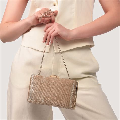 Buy Nude Beaded Hardcase Clutch Bag Online - Accessorize India