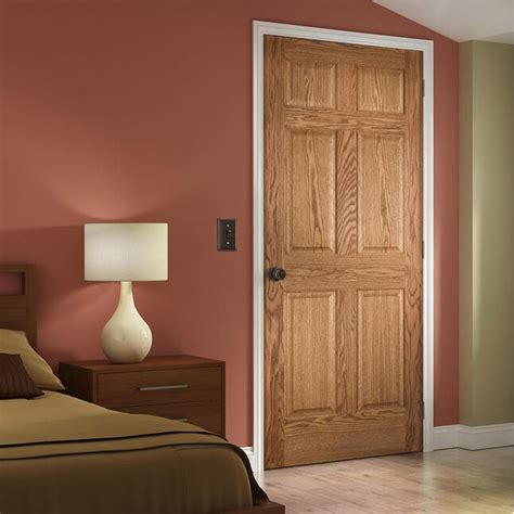 JELD-WEN 30-in x 80-in 6-panel Left Hand Textured Unfinished Oak Wood ...