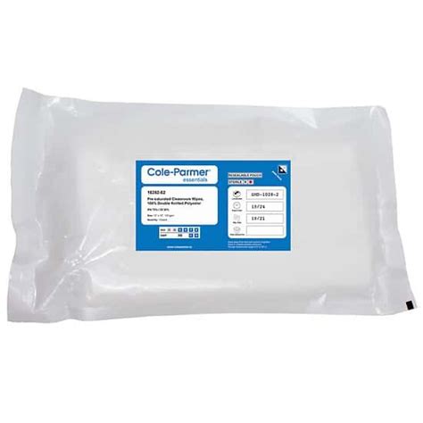 Cole-Parmer Polyester Cleanroom Wipes, 70%IPA 30% DI, 12"x12", 120 gsm ...