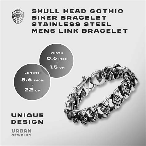Buy URBAN JEWELRY Skull Head Gothic Biker Bracelet for Men 316L ...