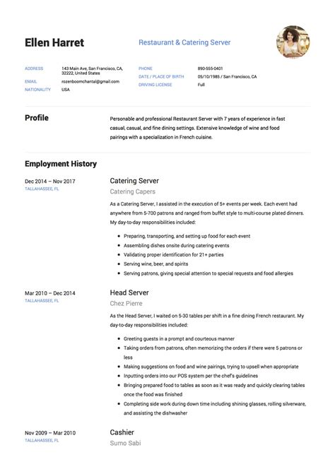 Full Guide: Restaurant Server Resume | +12 PDF Examples | 2019