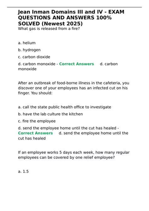 Jean Inman Domains III and IV - EXAM QUESTIONS AND ANSWERS 100- SOLVED ...