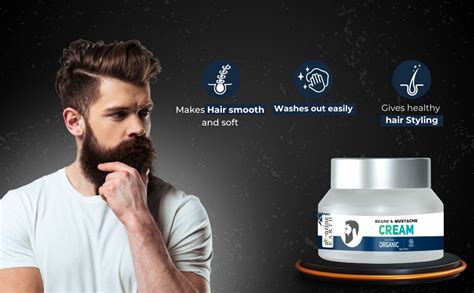 AMAzing EARTH Certified Organic Beard Mustache Cream for Men - 100% ...