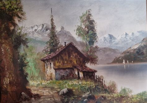 Scandinavian school (XX) - The house near the lake - Catawiki