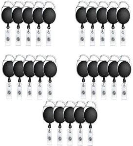 JSM Oval Shape Retractable YoYo Clip for Id Card Holder (Black) Pack of ...