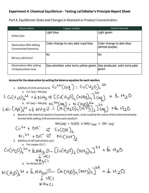 Chemical Equilibrium Lab Report Sample at Maria Couch blog