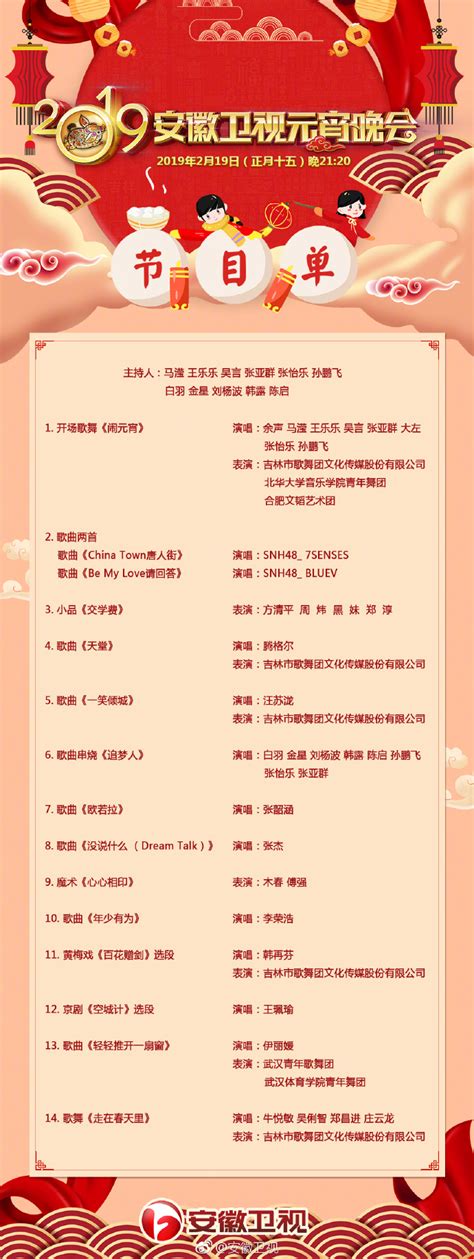 2016年中央电视台春节联欢晚会节目单