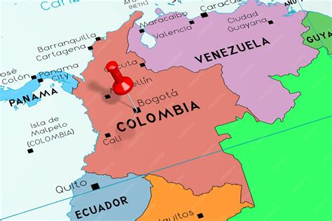 Premium Photo | Colombia Bogota capital city pinned on political map