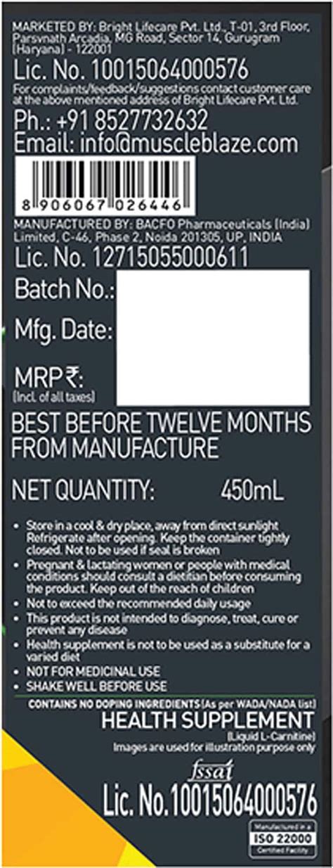 Buy MUSCLEBLAZE LIQUID L-CARNITINE 450 ML (LEMON LIME) Online & Get ...