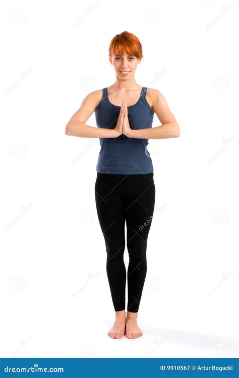 Attractive Woman Standing in Yoga Pose Stock Image - Image of asana ...