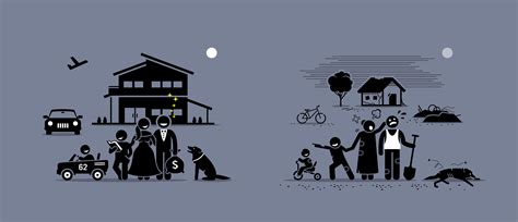 Comparison and difference between rich and poor family. 2185494 Vector ...