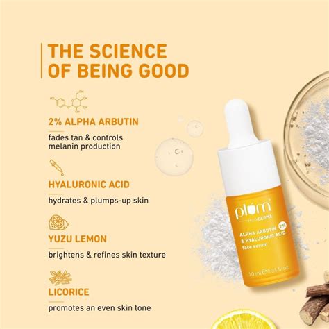 Plum 2% Alpha Arbutin & Hyaluronic Acid Tan Fighting Face Serum : 10 m ...