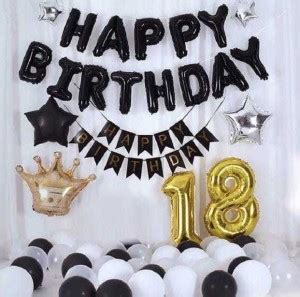 Flipkart.com | Nayugic Printed 18th Gold Black Happy Birthday Foil ...
