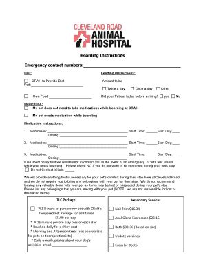 Fillable Online Boarding Instructions Emergency contact numbers: Fax ...
