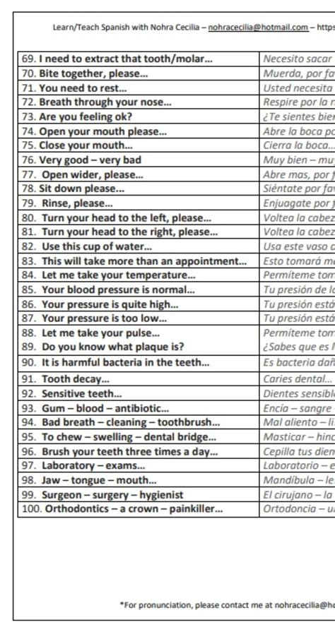 Dental Dialogues: 100 Spanish Phrases for Dentists and Staff" - Etsy