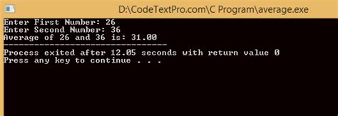 Codes for Averaging Two Integers Using C Programming 的图像结果