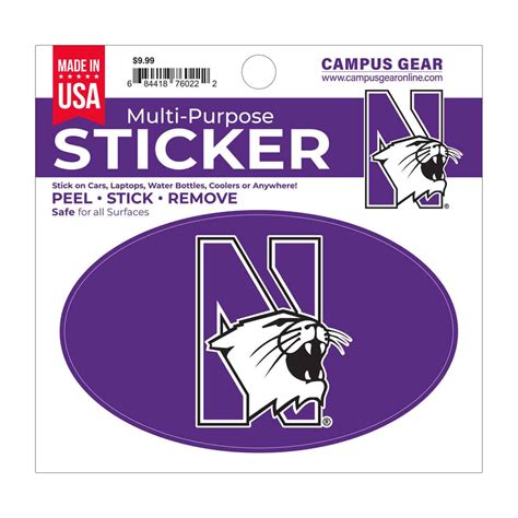 Northwestern University Wildcats Full Color Outside Application 3"X5 ...